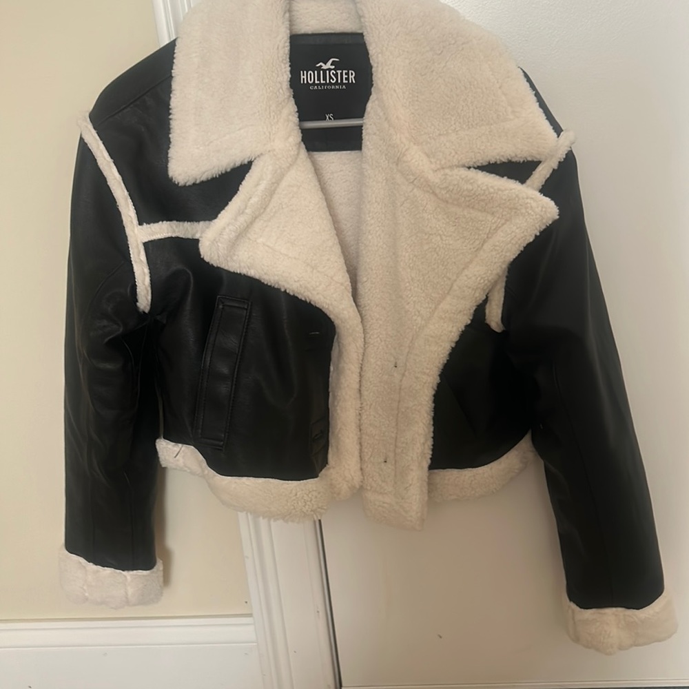 Hollister Faux leather jacket with fur